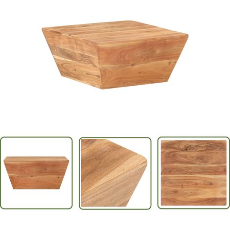 The Living Store Couchtisch V-Form 66x66x30 cm Akazie Massivholz - Holz Couchtisch - Wohnzimmertisch - Akzente Tisch - Esszimmertisch - Kaffeesettisch (1/5)