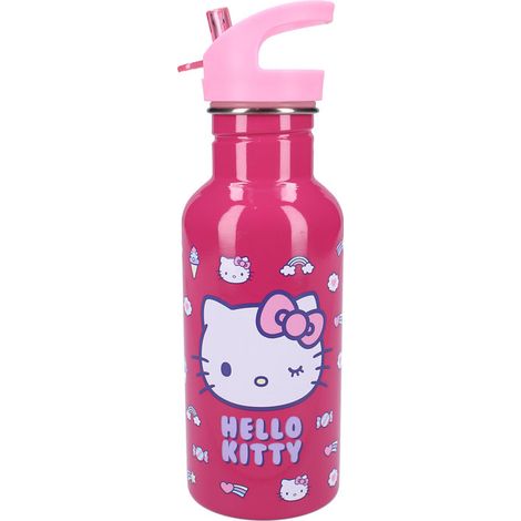 BOTELLA ALUMINIO CON PAJITA 500ML HELLO KITTY TAKE A SIP
