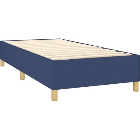 Somier de láminas sobre patas estructura de cama 90x190 cm tela azul TDL0207322