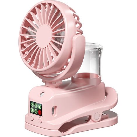 Ventilateur Brumisateur à Pince avec Écran LED, Mini Ventilateur Portable Rechargeable, Ventilateur Portable à 4 Vitesse, USB Ventilo Portable, Voyage Accessoires pour Extérieur Bureau Camping