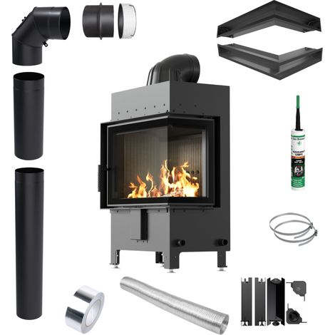 KRATKI LUCY Rechts Kamineinsatz 12 kW fi200 BLACK Lufty Rohrsatz (1/5)