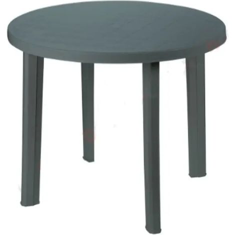 Ipae Progarden – Table de jardin en résine ronde verte 90 cm – 100 % recyclable – Résistante aux intempéries et moisissures – Avec trou pour parasol