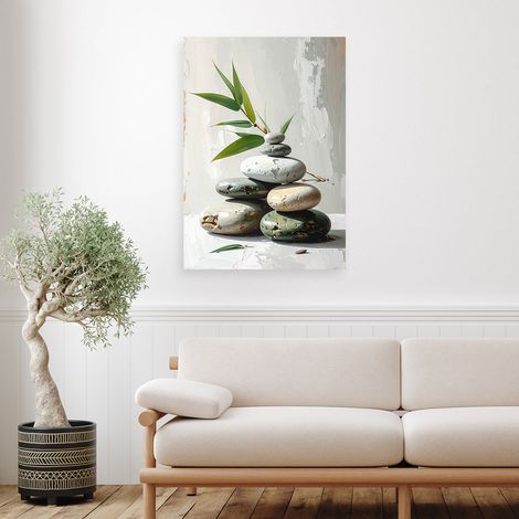 Wandbild Zen Spa Steine Bambus auf grauem Hintergrund 40x60 (1/4)