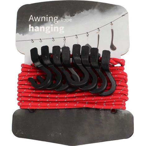 Corde à linge portable d'extérieur multifonctionnelle, réglable et antidérapante avec crochets, rouge (1/5)