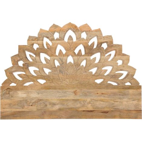 Made In Meubles – Tête de lit lotus en bois de manguier sculpté 160 cm – Design vintage sculpté – Dimensions 110.5 x 160 x 3 cm – Livrée montée
