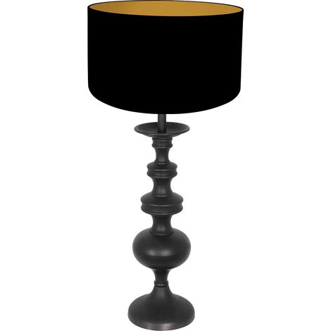 Anne Lighting - tischlampe - Lyons - schwarz - holz leinen - Ø