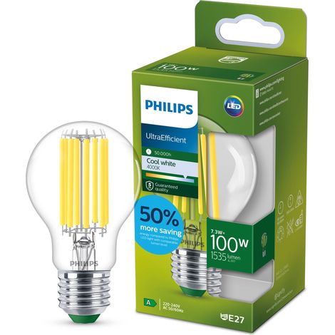 ampoule LED Ultra Efficient Classe A, 100W, culot E27, blanc froid 4000K, transparente, verre (1/5)