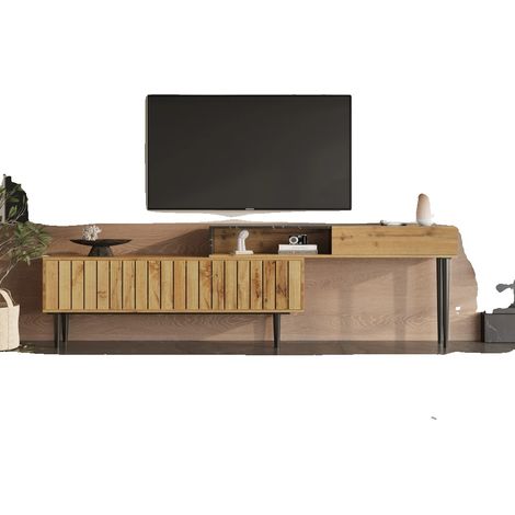 Meuble TV, Design élégant, Matériaux durables, noir naturel (1/2)