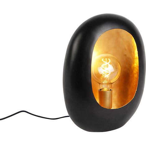 Design Table Lamp Black with Gold Interior 36 cm - Cova (1/4)