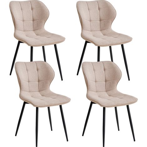 Wokaka Pack 4 Sillas - Sillas de comedor estilo retro - Beige - Sillas de tela (1/5)