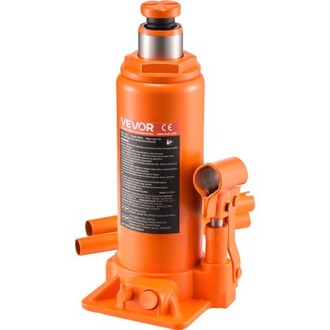 VEVOR Cric a Bottiglia Pneumatico Idraulico da 10 Tonnellate Intervallo di Sollevamento da 235 a 470 mm, Martinetto a Bottiglia Pneumatico Manuale con Pompa per Auto, Camion, SUV, Rosso