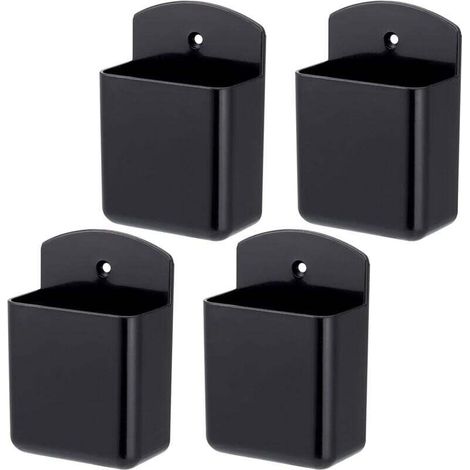 4-teiliges Set selbstklebender Aufbewahrungsboxen, Wandhalterungen für Fernbedienungen und Controller, Organizer, praktische schwarze Stifthalter für Pinsel und Zubehör – KZQ