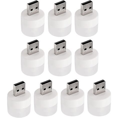 Lampe LED USB - 10 Pièces de Petites Lampes LED Lampe Portative Ronde Économe en Énergie pour la Chambre le Bureau le Chevet l'Ordinateur et la Lecture (1/5)