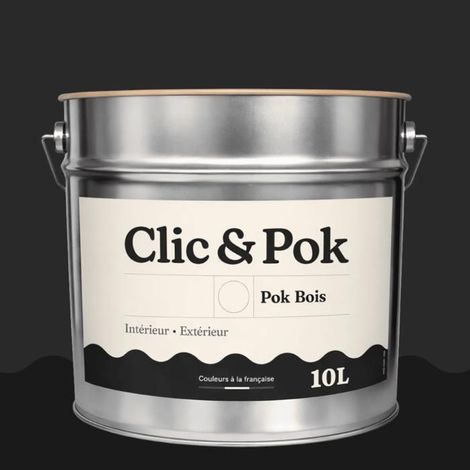 Peinture Bois Extérieur – POK BOIS - 10L - RAL 9017 - Noir signalisation- Résistante aux intempéries - Ne s'écaille pas (1/4)
