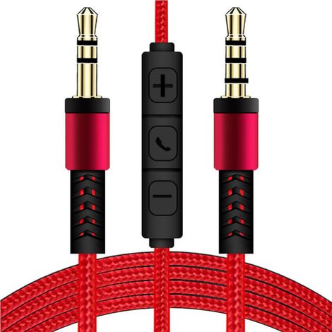 Câble audio auxiliaire stéréo 3,5 mm mâle-mâle de 1,2 m avec microphone et commande de volume par bouton-poussoir (1/5)