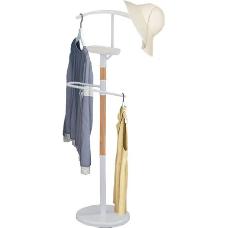 Appendiabiti Indossatore a Piantana Stand Attaccapanni Colore Naturale e Bianco (1/5)