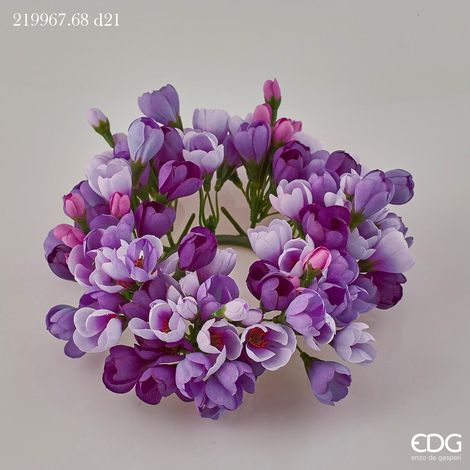 EDG Enzo De Gasperi Portacandela Corona Crocus-Mix D 21 Cm Int. 8 Cm Viola