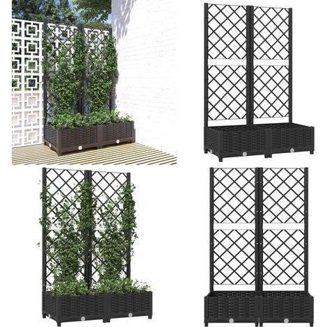 Fioriera da giardino con traliccio nera 80x40x121,5 cm PP - Fioriera con traliccio - Fioriera esterna
