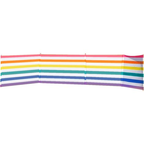 Windschutz 5 Stangen Stahl Polyester Streifen Farben 480X80 cm Strand, Pool, Garten, Camping