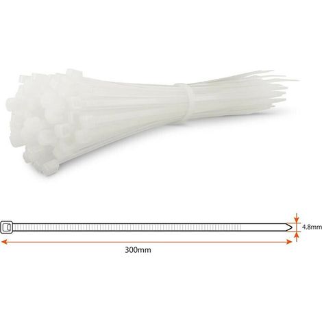 200 Fascette Cablaggio Elettricista Fascetta 4.8 X 300 Mm In Nylon Bianco