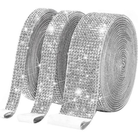 3 rotoli di nastro adesivo con strass di cristallo - Rotoli di adesivi scintillanti fai da te, con strass da 2 mm inclusi (1/5)