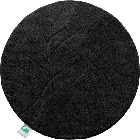 Badematte Maris Badteppich in Rund Schwarz 120 cm Durchmesser
