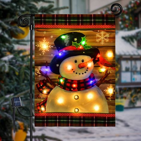 Drape De Jardin De Noël Éclairé - Bonhomme De Neige À Led - Double Face - 30 X 45 Cm - Pour Extérieur Jardin Terrasse Pelouse (1/5)
