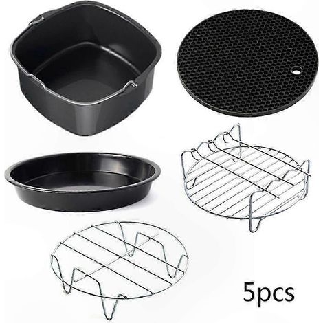 7-Zoll-Heißluftfritteusen-Zubehörset (5-teilig), kompatibel mit Gowise-, Philips- und Cozyna-Kuchenformen, -Rosten und -Matten (3,7–5,8 l) – Premium-Qualität (1/5)