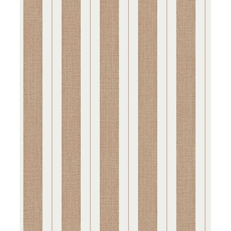 Papier peint rayures tissé caramel filet doré (1/2)