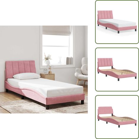 Oreiller de tête de lit - vidaXL Cadre de lit sans matelas Hanko rose 80x200 cm velours - Matelas