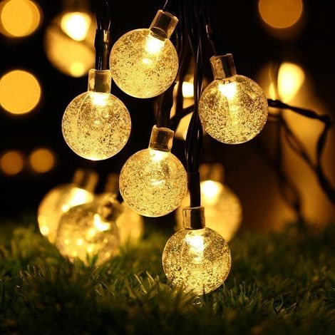 Guirlande lumineuse solaire d'extérieur 8 modes étanche IP65 allumage et extinction automatiques chaud 30 LED 6,5 m Blanc (1/5)