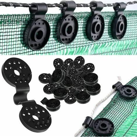 Lot de 100 clips pour toiles d'ombrage, clips de fixation pour bâches, clip spécial avec œillet en plastique, clips de fixation traités UV pour brise-vue, pour toile de clôture, filet d'ombrage (1/3)