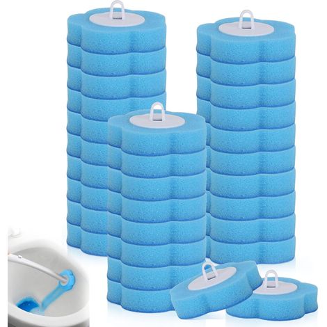 Lot de 30 têtes de rechange jetables pour brosse de toilette, têtes de rechange pour le nettoyage domestique (bleu, parfum marin) (1/5)