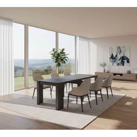 Consolle Allungabile - 10 Posti Allungabile, Nero Antracite, -, 90x51x78h cm Colwyn