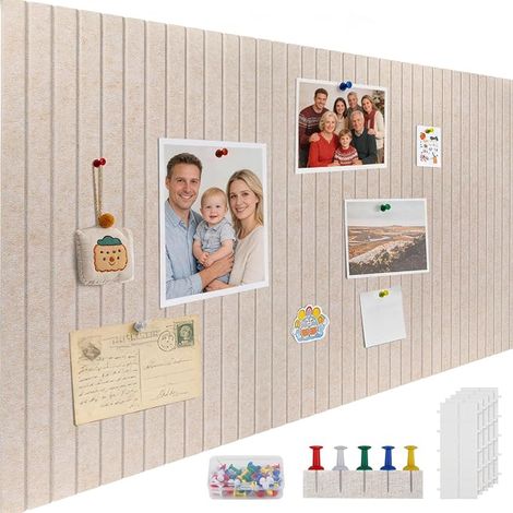 Large Self Adhesive Felt Wall Notice Board 120x90cm Cork Felt Board 1cm Thick with 100 Push Pins for Office, Bedroom, Kitchen, Photos, Memos, Dark Camel (1/5)