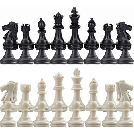Juego de ajedrez de 32 piezas sin tablero, ajedrez de plástico, juego de ajedrez portátil, piezas de ajedrez internacionales, piezas de plástico, figuras, apto para viajes. (1/5)