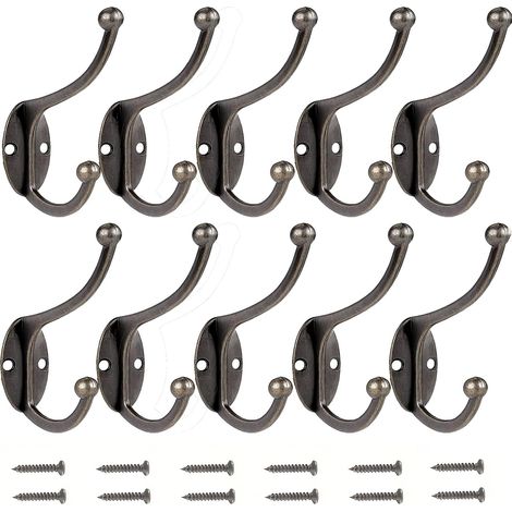 10 ganchos retro para abrigos, percheros de pared, ganchos metálicos vintage para puertas, ideales para baño, cocina, dormitorio y entrada (cobre). (1/5)