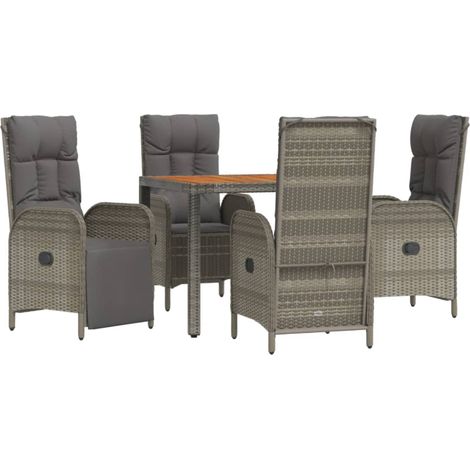 Juego de comedor de jardín con muebles de exterior de 5 piezas y cojines grises 020013723 (1/5)