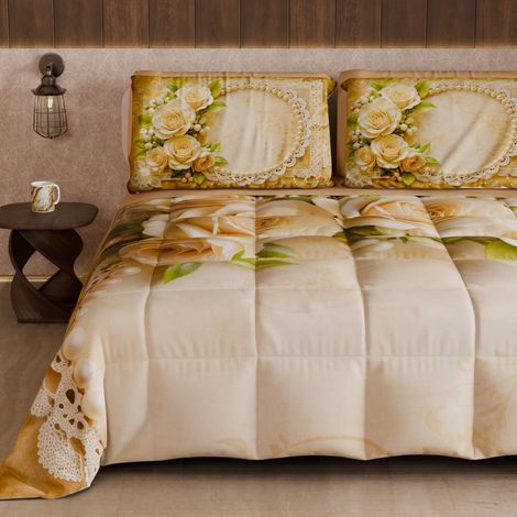 Couette d'hiver Double Face, Couleur Unie et Impression numérique, Shabby 04 342, 100% Microfibre, fabriquée en Italie (1/5)