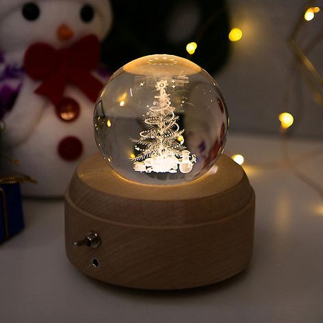 Boîte à musique avec socle en bois, thème Château dans le ciel et Laputa, veilleuse 3D lumineuse et rotative. (1/5)