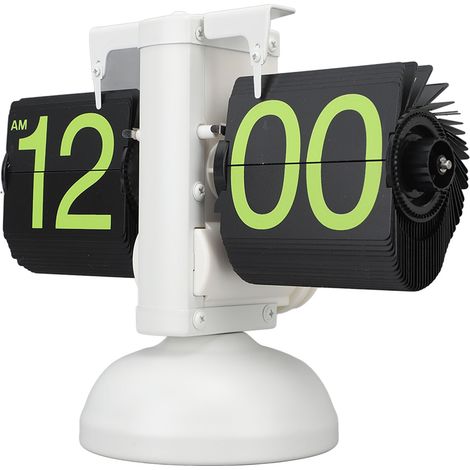 Horloge de bureau numérique rétro style européen à affichage numérique, en acier inoxydable 304, avec affichage automatique des heures, cadre blanc et chiffres verts. Idéale pour le salon ou la maison (1/5)