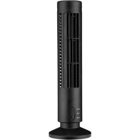 Ventilateur de tour oscillant, Ventilateur portable USB sans pale, 2 vitesses de vent, pour chambre, salon, bureau, noir (1/4)