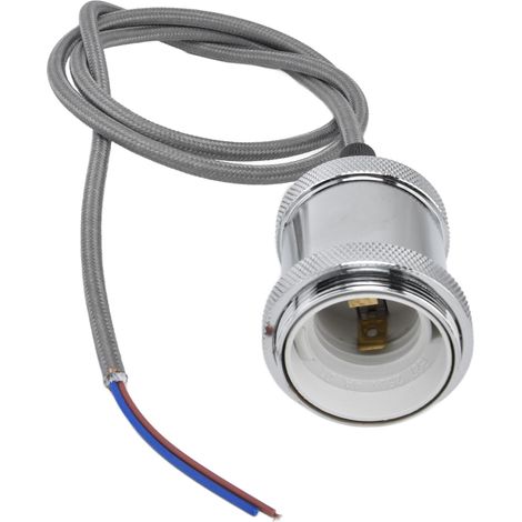 Suspension luminaire ancienne en aluminium, douille E27 filetée avec câble, socle LED plafonnier (sans ampoule) (100-240V) chromé (1/5)