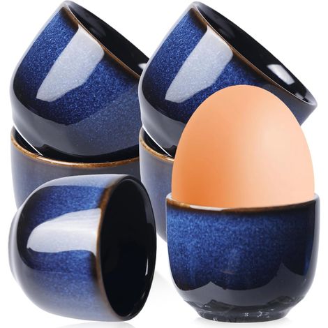 Lot de 6 coquetiers en porcelaine - Passent au lave-vaisselle - Pour toutes les tables de petit-déjeuner - En céramique (1/5)