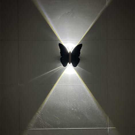 1 applique murale solaire extérieure en forme de papillon, lumière de projection à LED, pour décoration de jardin, corridor, allée, terrasse et balcon (lumière blanche). (1/5)