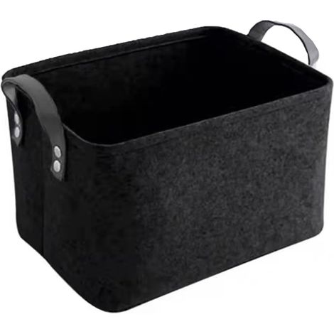 Panier de rangement en feutre noir, pliable, pour la maison, la chambre ou la buanderie, adapté aux espaces intérieurs et aux routines quotidiennes.-AquaForge (1/5)