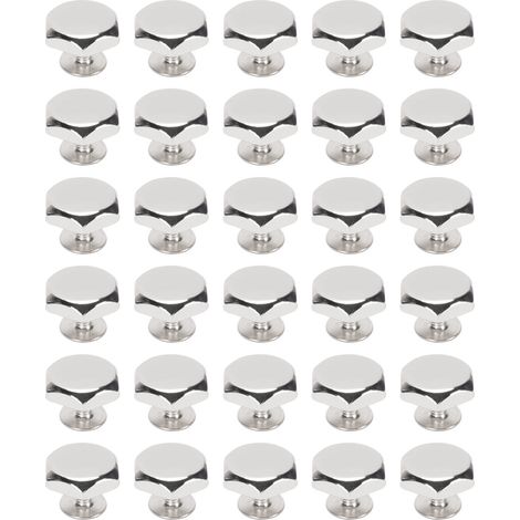 30er-Set Sechskantnieten und Schrauben aus Metall, 12 mm, Zinklegierung, hohl, silberfarben, für Kleidung, Gürtel, Taschen, Beschläge und Dekorationszubehör (1/5)