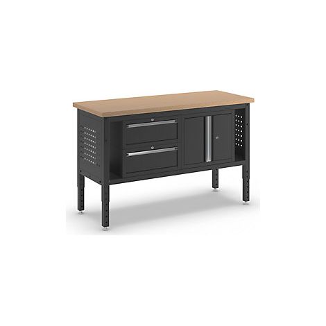 kaiserkraft Banco da lavoro BLACKLINE con 2 cassetti (1/2)