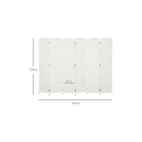 Cloison de séparation 6 panneaux, paravent pliable, mur de séparation pour salon, chambre, bureau à domicile, blanc (1/5)