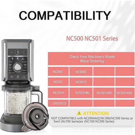 Couvercle extérieur avec palette pour sorbetière Ninja NC500/NC501 - Couvercle réutilisable de rechange (1/5)